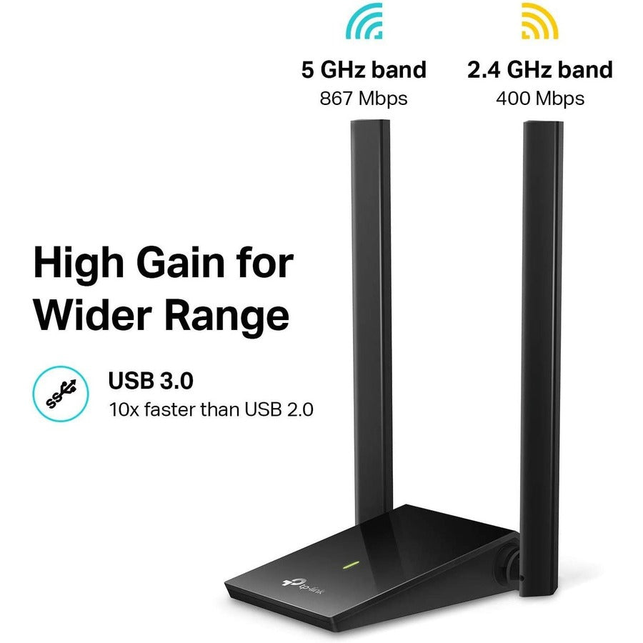 TP-Link Archer T4U Plus - IEEE 802.11ac Dual Band Wi-Fi Adapter for Desktop Computer/Notebook/Wireless Router TP-Link Archer T4U Plus - IEEE 802.11ac Dual Band Wi-Fi Adapter for Desktop Computer/Notebook/Wireless Router